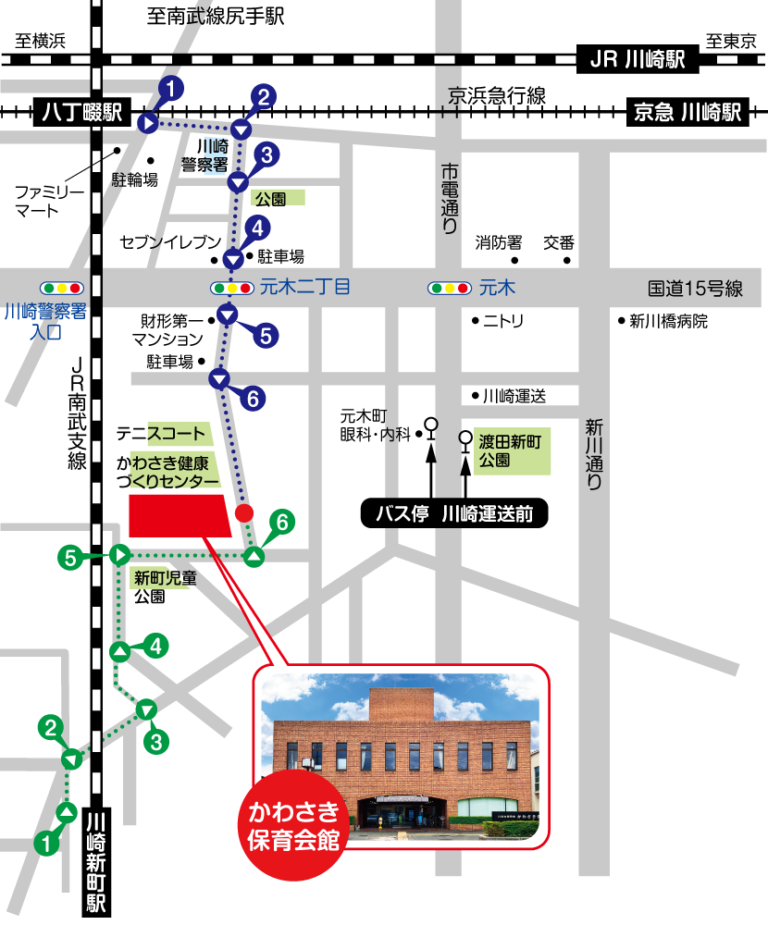 かわさき保育会館への行き方マップ